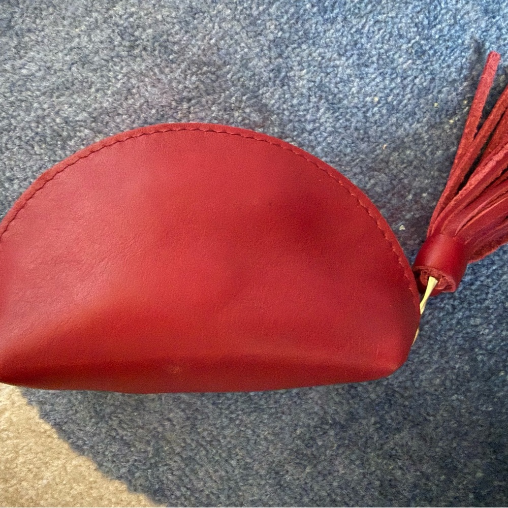 NWOT Portland Leather Goods Mulberry Leather Tassel Clutch